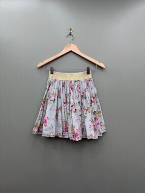 Atmosphere Floral Skater Skirt Blue Pink Roses Gold Waistband UK 8